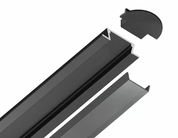 Алюминиевый встраиваемый профиль Ambrella Light Alum Profile GP1001BK/BK, вид сбоку Алюминиевый встраиваемый профиль Ambrella Light Alum Profile GP1001BK/BK, вид сбоку