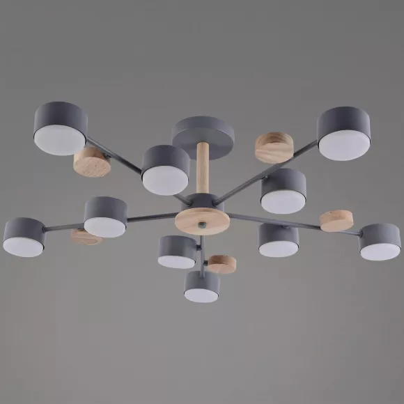 Потолочная люстра Reluce 03758-0.3-10 GREY+WOOD GX53, Серый, Металл, Современный стиль Потолочная люстра Reluce 03758-0.3-10 GREY+WOOD GX53, Серый, Металл, Современный стиль