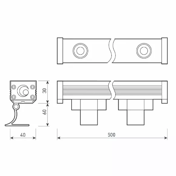 Схема размеров линейный прожектор Arlight AR-LINE-500-9W Warm3000 (GR, 15x60 deg, 230V) 041724 Схема размеров линейный прожектор Arlight AR-LINE-500-9W Warm3000 (GR, 15x60 deg, 230V) 041724