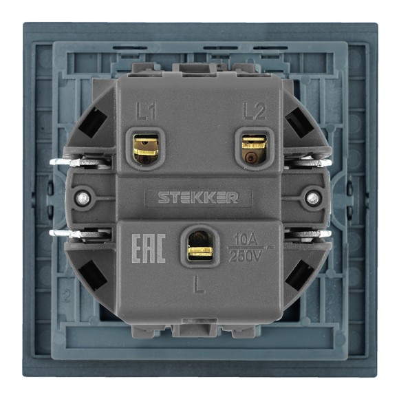 Выключатель 2-клавишный (механизм) Stekker Мия 250В 10А RSW10-3104-05 черный бархат 50443