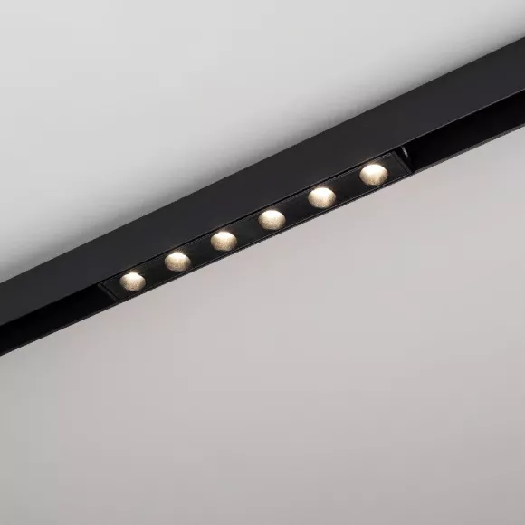 Трековый магнитный светильник Arlight MAG-DOTS-25-L200-6W Day4000 (BK, 30 deg, 24V, DALI) 046322, вид сверху