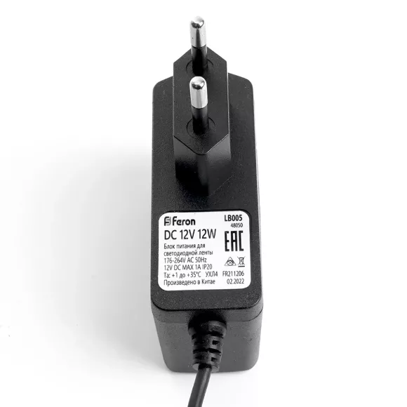 Трансформатор для светодиодной ленты Feron LB005 12Вт 12В IP20 48050 Трансформатор для светодиодной ленты Feron LB005 12Вт 12В IP20 48050