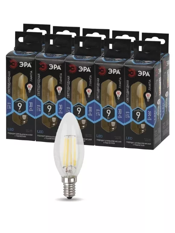 Лампа светодиодная Эра E14 9W 4000K F-LED B35-9w-840-E14 Б0046995, Нейтральный белый Лампа светодиодная Эра E14 9W 4000K F-LED B35-9w-840-E14 Б0046995, Нейтральный белый