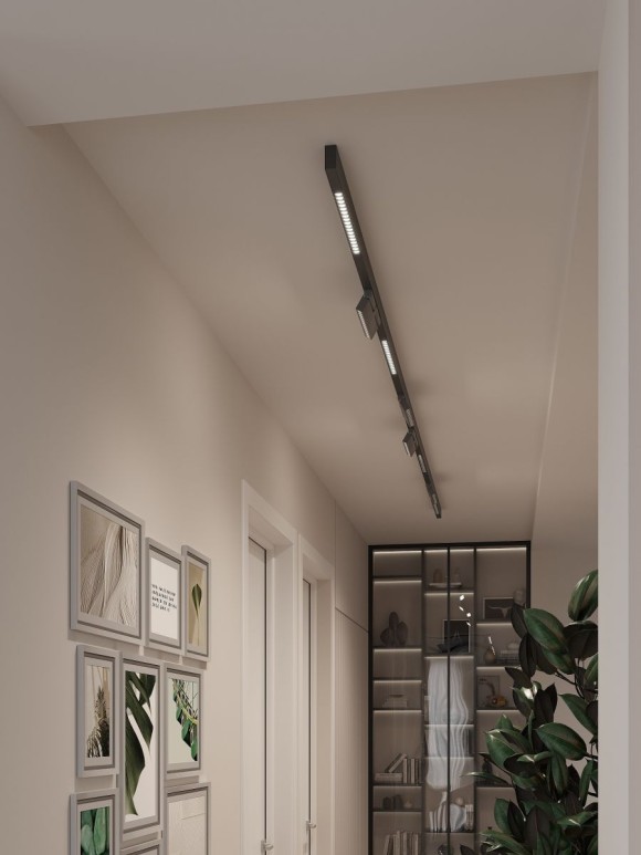 Трековая система со светильниками №7 трехфазная накладная Eldeko (48В, форма - прямая, 4м, 4000K) черная Hesby Lighting HSBL_kompl_E007_NI4B4K