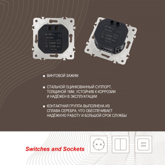 Диммер с рамкой Arte Milano SET06-1-48-1 shampan