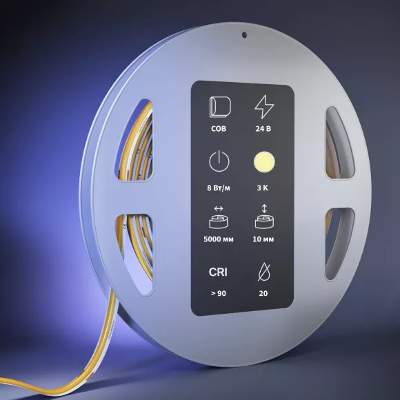 Светодиодная лента Maytoni Led Strip 24В COB 8Вт/м 3500К 5м IP 20 201296, Теплый белый, Германия Светодиодная лента Maytoni Led Strip 24В COB 8Вт/м 3500К 5м IP 20 201296, Теплый белый, Германия