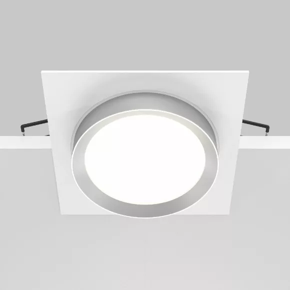 Встраиваемый светильник Maytoni Technical Hoop DL086-GX53-SQ-WS, Белый, Серебро, Алюминий, вид сверху Встраиваемый светильник Maytoni Technical Hoop DL086-GX53-SQ-WS, Белый, Серебро, Алюминий, вид сверху