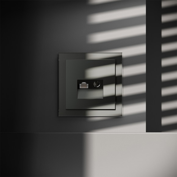 Розетка телевизионная встраиваемая Voltum S70 TV+RJ45 кат. 6, (титан) VLS060706