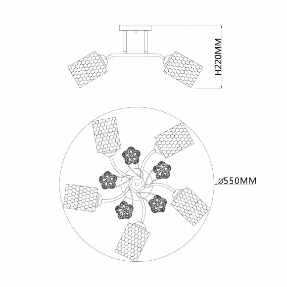 Потолочная люстра Escada Weigela 1113/5PL, Хром, Прозрачный, Металл, вид сверху Потолочная люстра Escada Weigela 1113/5PL, Хром, Прозрачный, Металл, вид сверху