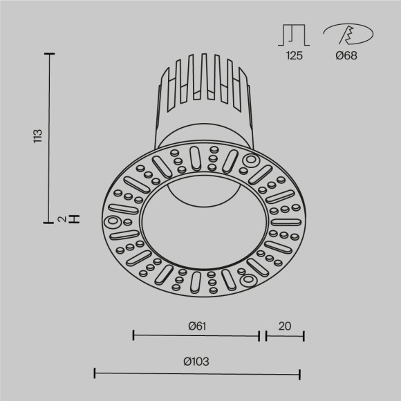 Встраиваемый светильник Maytoni Technical Dip DL122-15W-3K-TRS-B