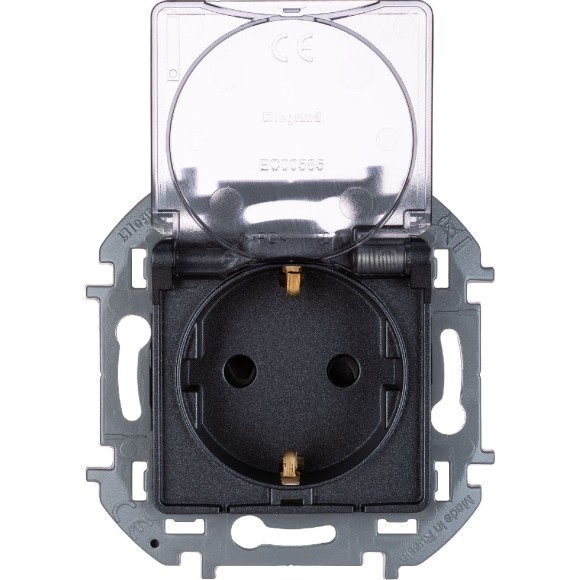 Розетка с/з со шторками с защитной крышкой Legrand Inspiria 673743