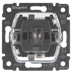 Выключатель одноклавишный кнопочный Legrand Galea Life 10A 250V с подсветкой 775813