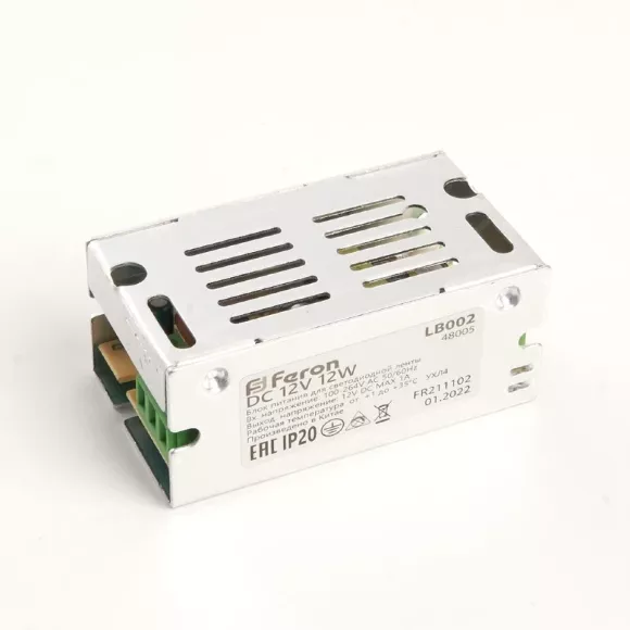 Трансформатор для светодиодной ленты Feron LB002 12Вт 12В IP20 48005 Трансформатор для светодиодной ленты Feron LB002 12Вт 12В IP20 48005