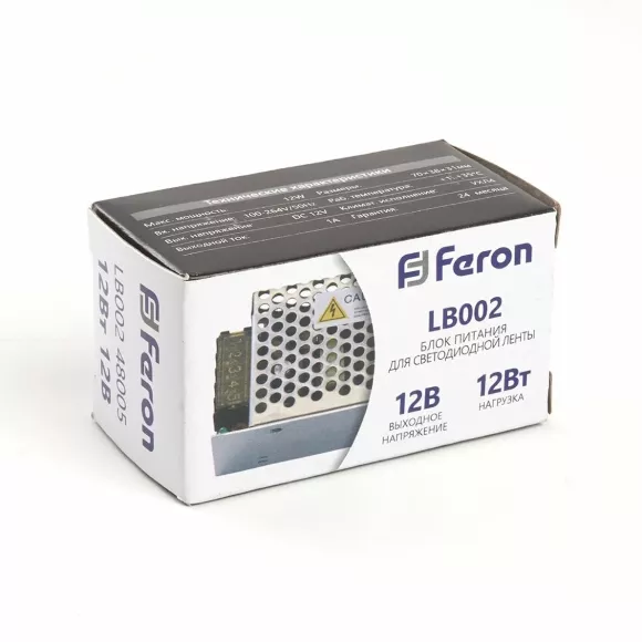 Трансформатор для светодиодной ленты Feron LB002 12Вт 12В IP20 48005 Трансформатор для светодиодной ленты Feron LB002 12Вт 12В IP20 48005