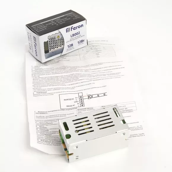 Трансформатор для светодиодной ленты Feron LB002 12Вт 12В IP20 48005 Трансформатор для светодиодной ленты Feron LB002 12Вт 12В IP20 48005