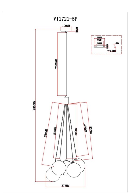 Подвесной светильник Moderli Renny V11721-5P