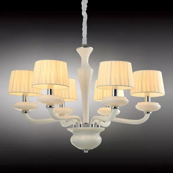 Подвесная люстра Omnilux Stella OML-86003-06, Белый, Металл, Ткань, крупный план Подвесная люстра Omnilux Stella OML-86003-06, Белый, Металл, Ткань, крупный план