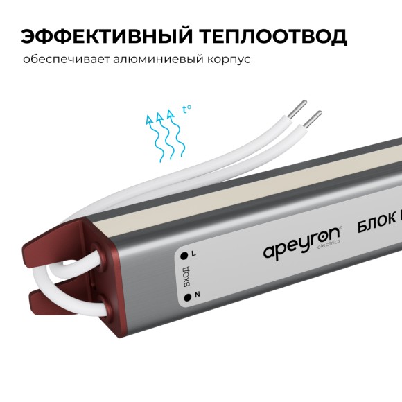 Блок питания Apeyron 12В, 24Вт, 200-264В, 2А, IP67 03-179