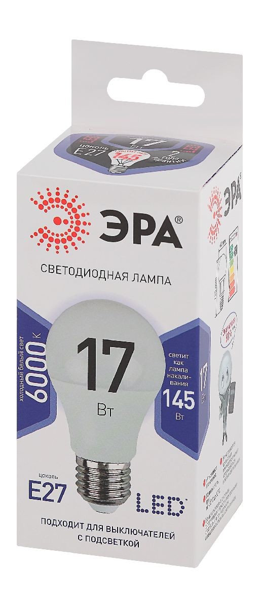 Лампа светодиодная Эра E27 17W 6000K LED A60-17W-860-E27 Б0031701