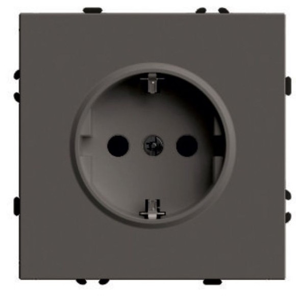 Розетка 1-местная с защитной шторкой с/з (механизм) Stekker Эмили 250В 16А RST16-5110-09 антрацит soft touch