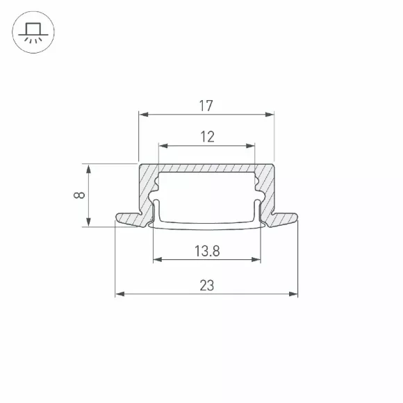Алюминиевый профиль Arlight LINE-2308-F-2000 WHITE 044237 Алюминиевый профиль Arlight LINE-2308-F-2000 WHITE 044237