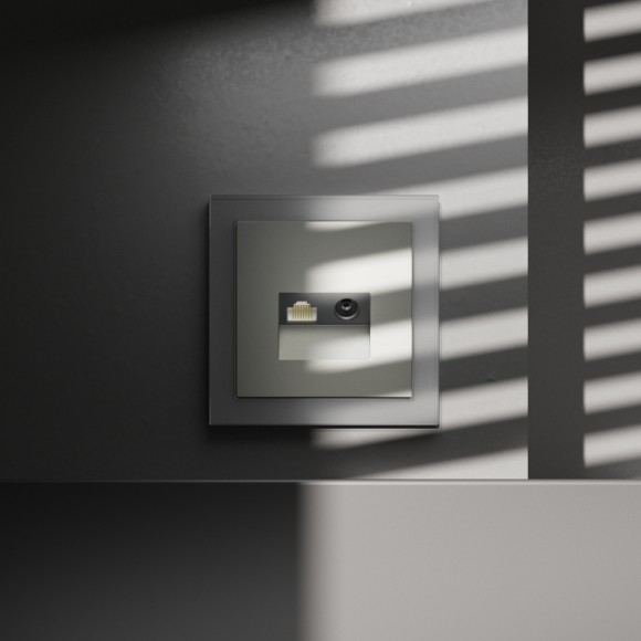 Розетка телевизионная встраиваемая Voltum S70 TV+RJ45 кат. 6, (сталь) VLS060705