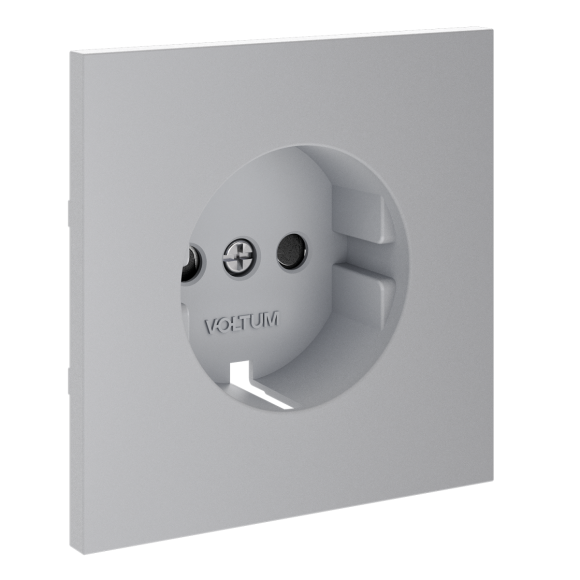 Накладка для розетки с заземлением и защитными шторками Voltum S70 (серый) VLS000716
