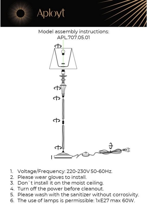 Торшер Aployt Jula APL.707.05.01