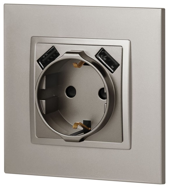 Розетка со шторками с 2xUSB Эра Elegance 14-4109-16 Б0065775