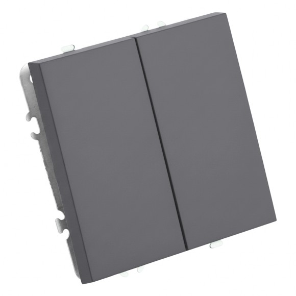 Выключатель 2-клавишный (механизм) СЗК Stekker Эмили 250В 10АRSW10-5104-10ZK платиново-серый soft touch 50239