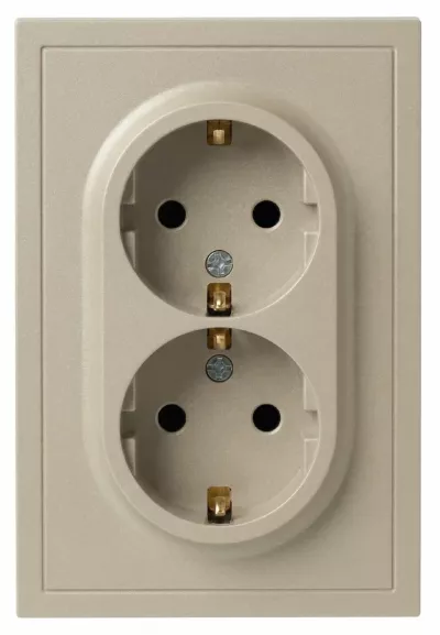 Розетка Эра Galaxy 15-2104-04 с заземлением двойная 2X2P+E Schuko 16А-250В IP20 шампань Б0070684