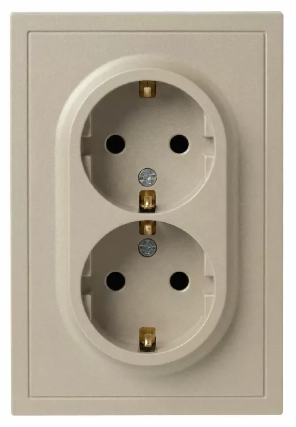 Розетка Эра Galaxy 15-2104-04 с заземлением двойная 2X2P+E Schuko 16А-250В IP20 шампань Б0070684
