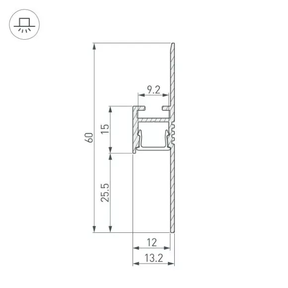 Схема размеров профиль Arlight ARH-PLINTUS-FANTOM-2000 WHITE 034983 Схема размеров профиль Arlight ARH-PLINTUS-FANTOM-2000 WHITE 034983