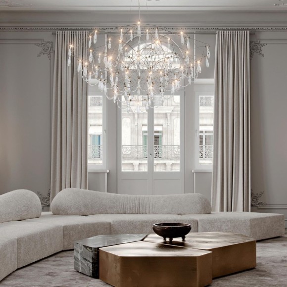 Подвесная светодиодная люстра с пультом управления Modelux ML.5602.1200P СН