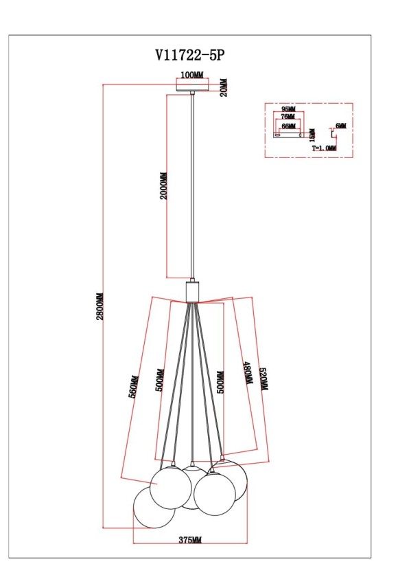 Подвесной светильник Moderli Renny V11722-5P
