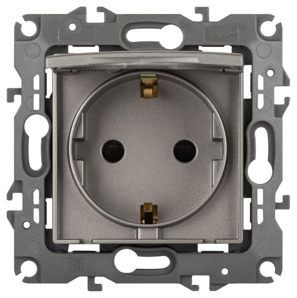 Розетка одноместная со шторками и крышкой Эра 12-2103-16 Б0065722