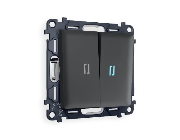 Комплект механизма 2-кл выключателя с подсветкой Ambrella Volt Alfa MA904020