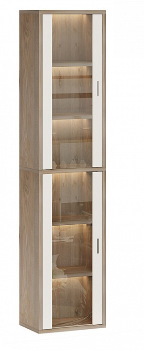 Шкаф-витрина Домино СУ(ш1в2)+2ФС MER_SUsh1v2-2FS-NBE-nelson-belyj