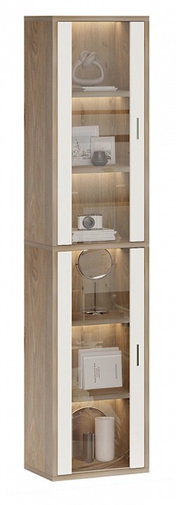 Шкаф-витрина Домино СУ(ш1в2)+2ФС MER_SUsh1v2-2FS-NBE-nelson-belyj