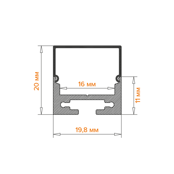 Профиль накладной Wolta WAP-S/H-20/20/2000-A
