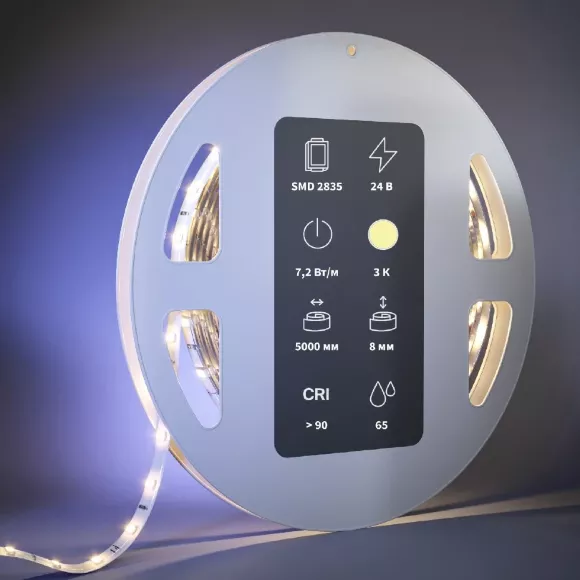Светодиодная лента Maytoni Led Strip 24В 2835 7,2Вт/м 3000К 5м IP65 201027 Светодиодная лента Maytoni Led Strip 24В 2835 7,2Вт/м 3000К 5м IP65 201027