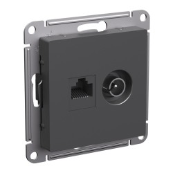 Розетка двойная ТВ + компьютерная RJ45, кат. 5Е Systeme Electric AtlasDesign Базальт ATN001489