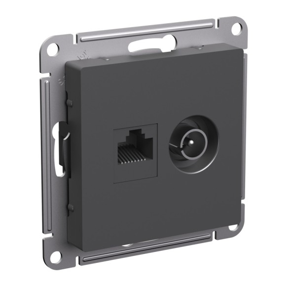 Розетка двойная ТВ + компьютерная RJ45, кат. 5Е Systeme Electric AtlasDesign Базальт ATN001489