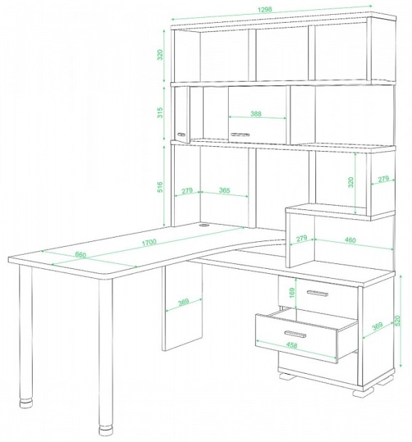Стол компьютерный Домино СР-420/170 MER_SR-420_170_BE-LEV