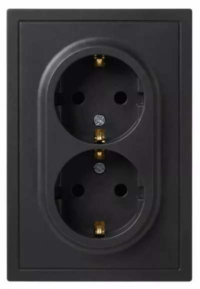 Розетка Эра Galaxy 15-2104-05 с заземлением двойная 2X2P+E Schuko 16А-250В IP20 антрацит Б0070685