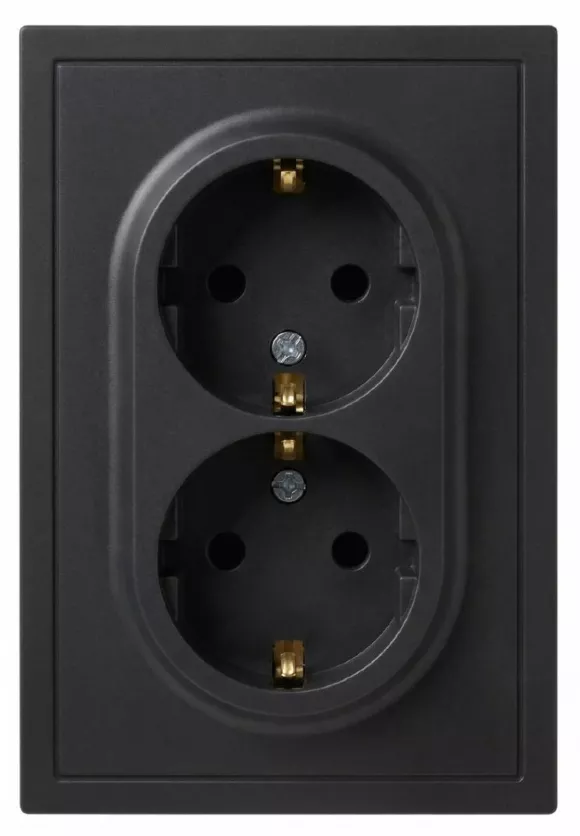 Розетка Эра Galaxy 15-2104-05 с заземлением двойная 2X2P+E Schuko 16А-250В IP20 антрацит Б0070685