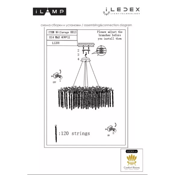 Подвесная люстра iLamp Savage 8813-L1200 GD, Золото, Прозрачный, Алюминий Подвесная люстра iLamp Savage 8813-L1200 GD, Золото, Прозрачный, Алюминий