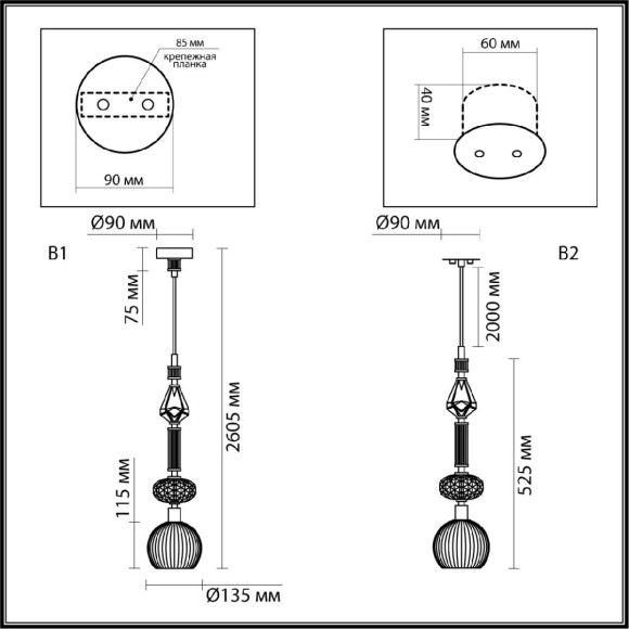 Подвесной светильник Odeon Light Terra Modern 5414/1C