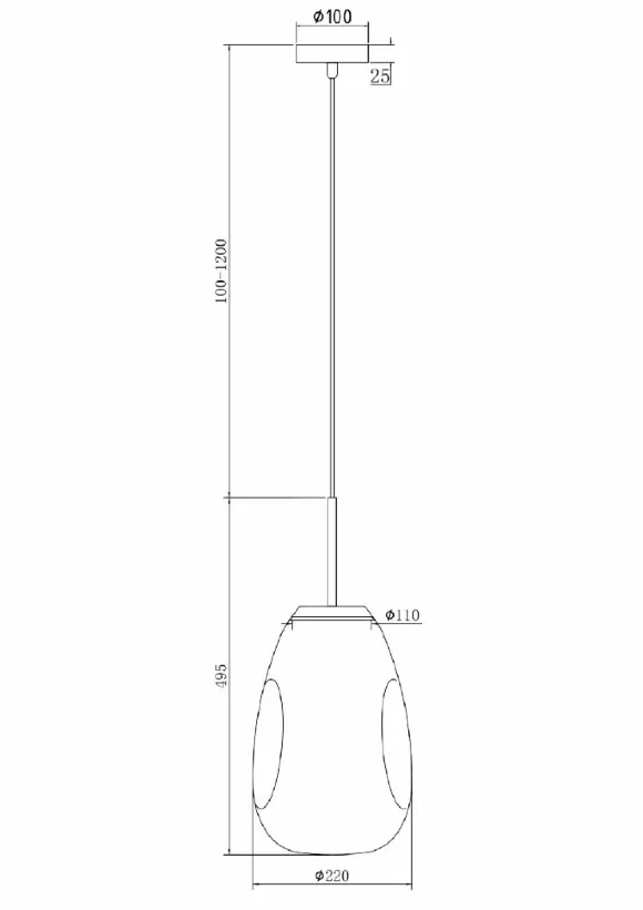 Подвесной светильник Maytoni Mabell P013PL-01G, вид сбоку