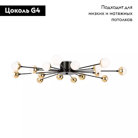 Потолочная люстра Freya Celebrity FR5242CL-16B, Черный, Белый, Металл Потолочная люстра Freya Celebrity FR5242CL-16B, Черный, Белый, Металл